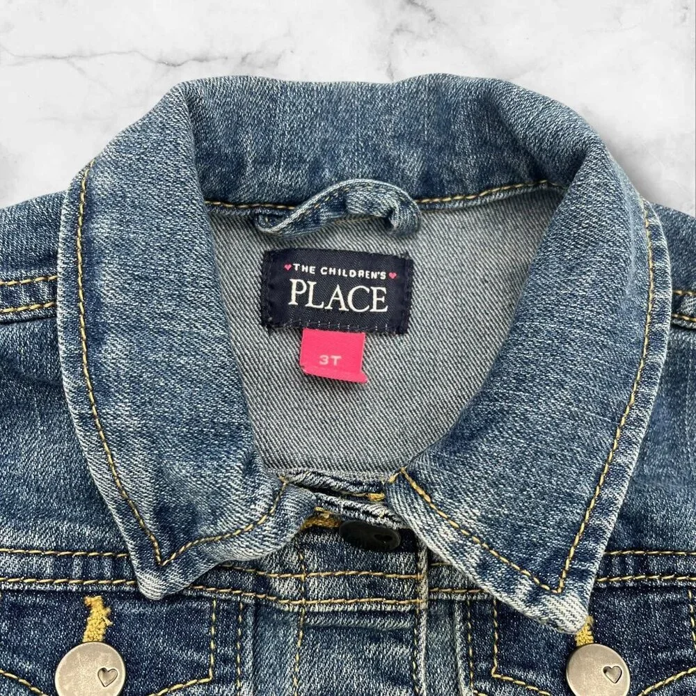 The Children's Place Girls Denim Jacket Size‎ 3T Classic Blue Jean Design